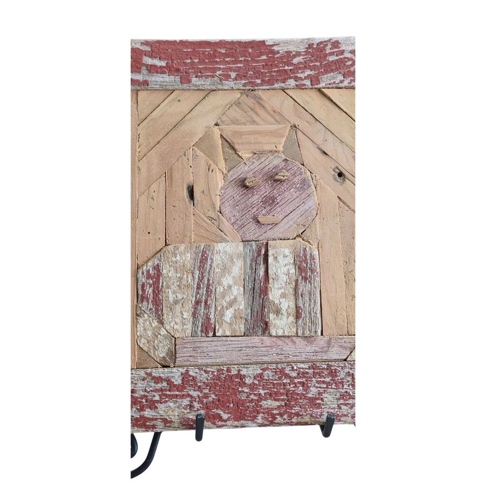 Rustic Barn‑Board Cat Wall Decor Hanging – Local Wisconsin Artisan - Picture 2 of 8